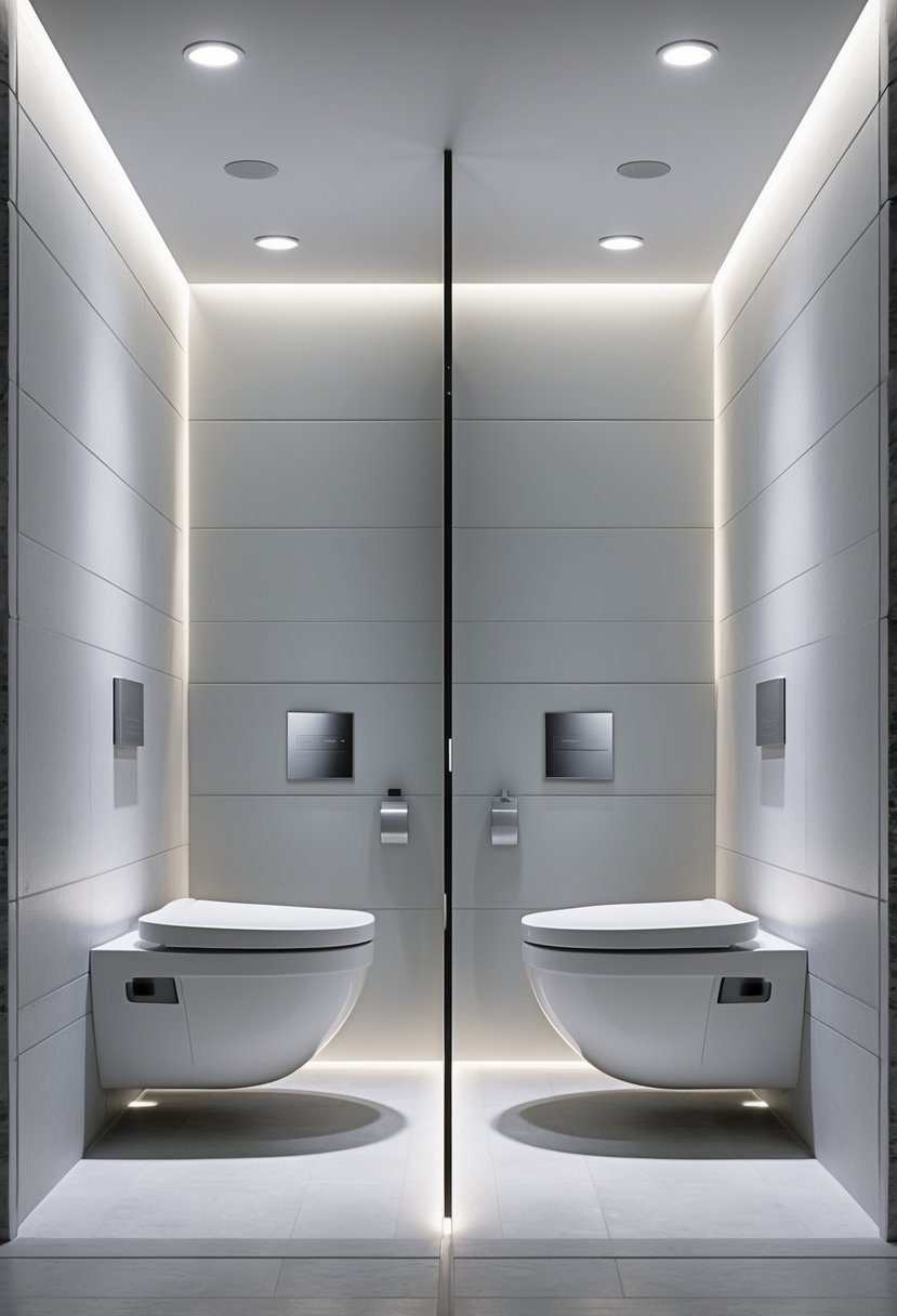 Two wall-mounted dual-flush toilets installed side by side in a clean and modern bathroom.